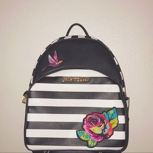 Striped Betsy Johnson Brocade Patch Backpack